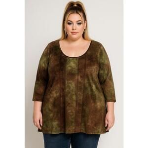 Vintage 90s y2k green brown beaded forest goblin fairy shirt dressbarn blouse